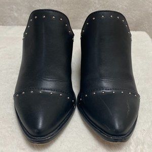 Report Black Mule Block Heel Silver Studs Sz:6